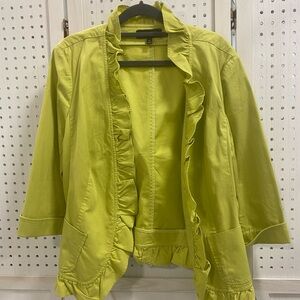 Talbots Vibrant Green Ruffled Blazer